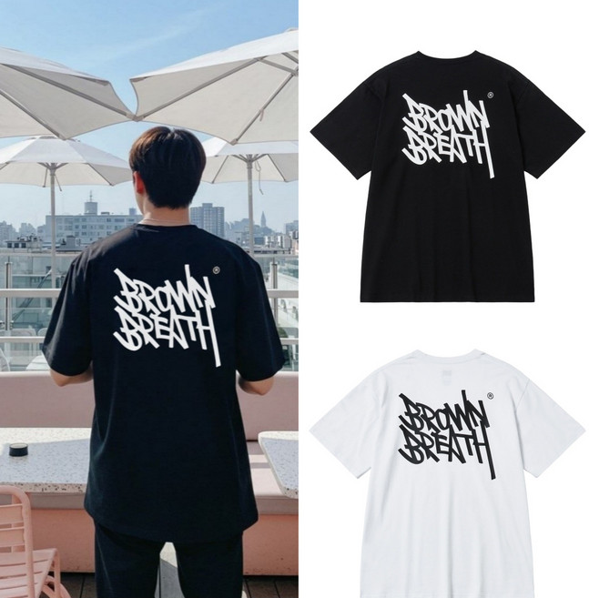 [국내 매장판] 브라운브레스 TAG OG 티셔츠 남녀공용 반팔티 블랙 화이트