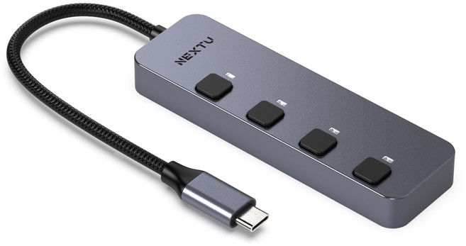 4포트 USB3.2 무전원 개별스위치 GEN2 USB 허브, 실버