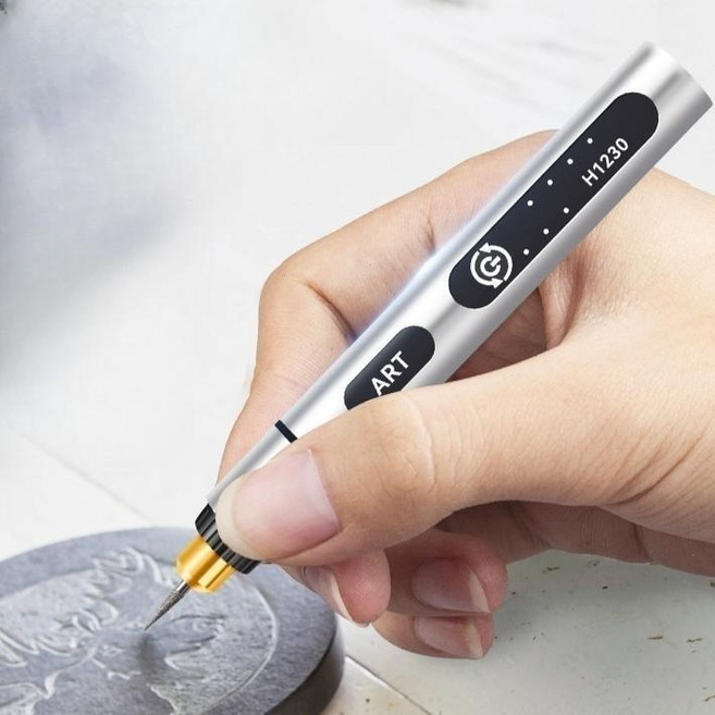 휴대용타각기 레이저 각인기 금속 마킹기 마이크로 전기 조각펜 나무 각인기계 실버, 1개