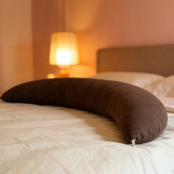 孕婦枕頭護腰側睡枕託腹月牙型枕孕婦睡覺側臥枕孕婦用品孕婦枕, 全棉鄒布-咖