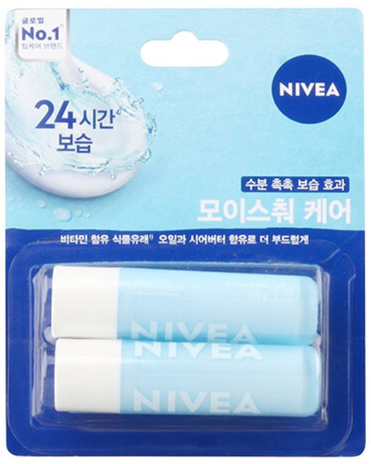 니베아 립케어 모이스춰 (2개), 니베아 립케어 모이스춰케어 더블 4.8g+4.8g, 4.8g, 2개, 모이스춰케어