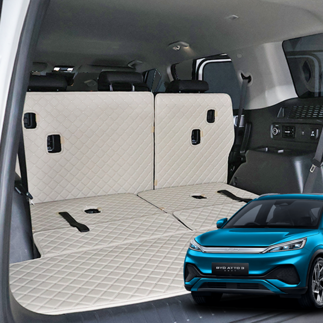 BYD 아토3 트렁크매트 ATTO3 전기차 SUV 바닥매트 용품, 트렁크매트+등받이, 코튼 베이지, BYD 아토3 (atto3)