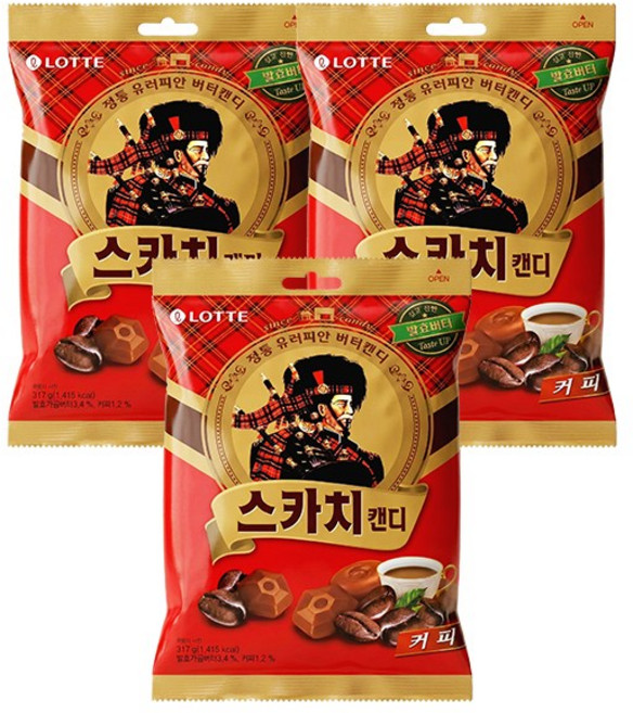롯데웰푸드 스카치캔디 커피맛, 317g, 3개