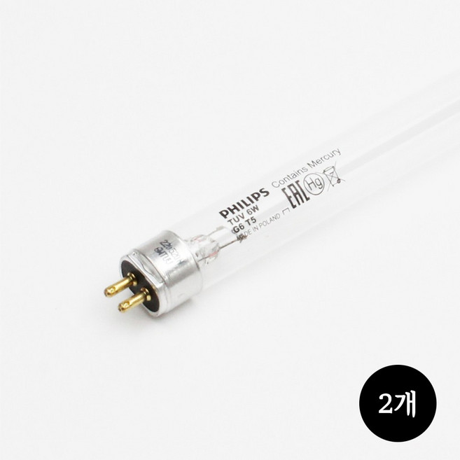 필립스 UV 자외선 살균램프 6W G6T5, 2개, 6W (G6T5)