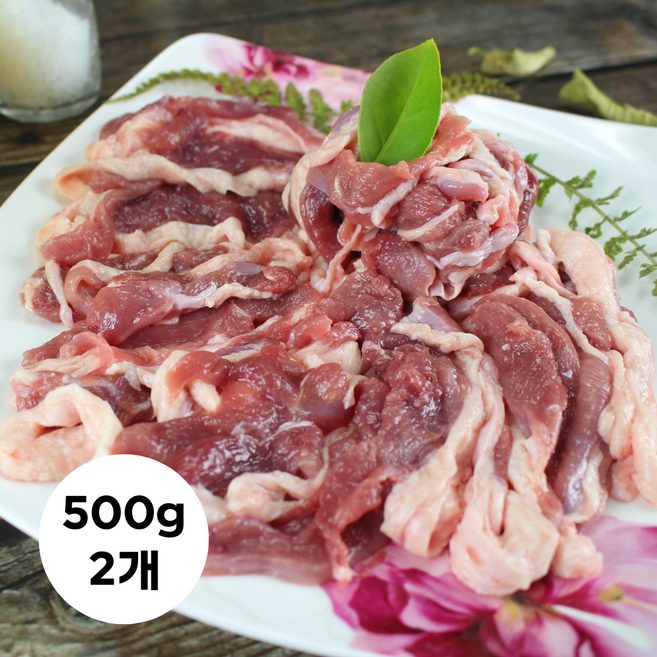국내산 생오리 슬라이스 생 오리고기 훈제 구이용, 500g, 2개