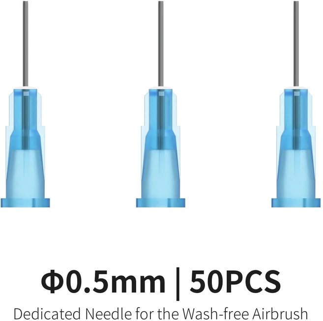 DSPIAE PT-AB 워시 프리 에어 브러시 액세서리 교체 용 0.3mm 스프레이 바늘 50ml 페인트 혼합 병, 50pcs 0.5mm needle