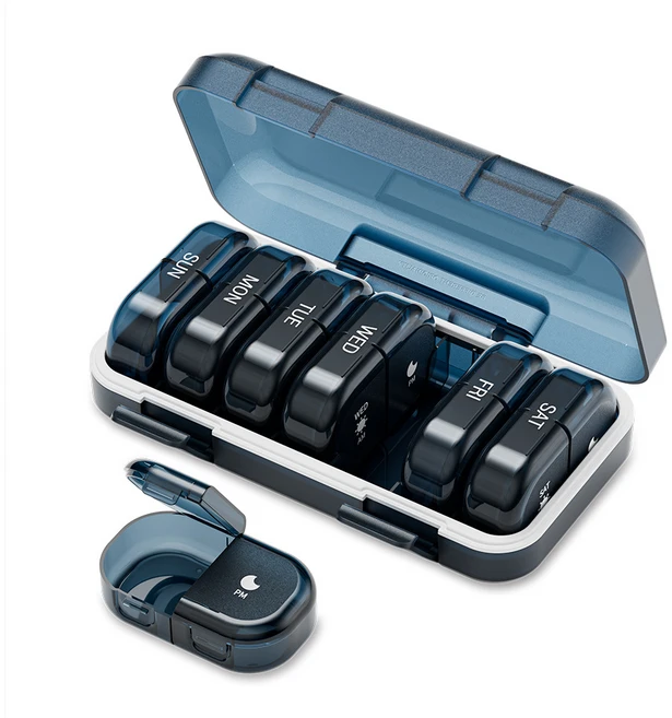 조빈니타 완벽 밀폐 일주일 약통, 블루 2칸, 1개 - 쿠팡