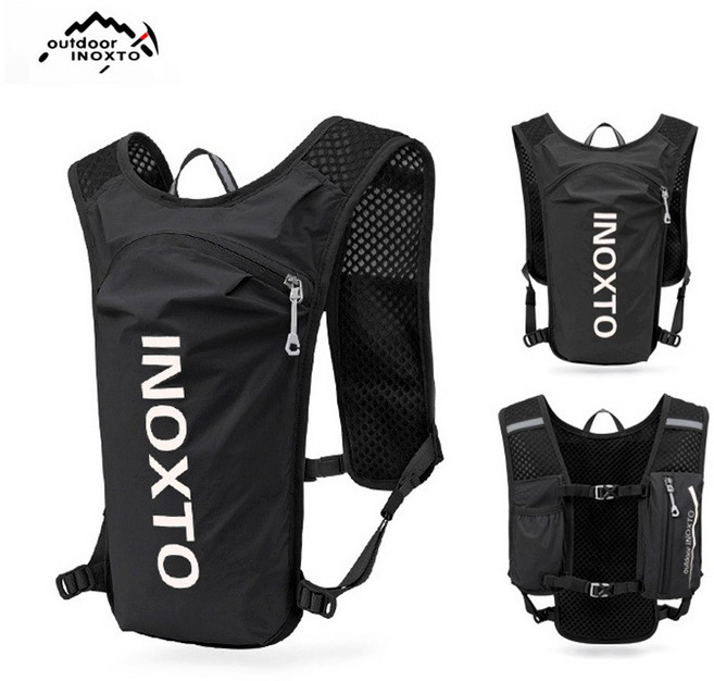 INOXTO 스포츠백팩 트레일러닝 런닝백 조끼 등산 트래킹 마라톤, 블랙화이트