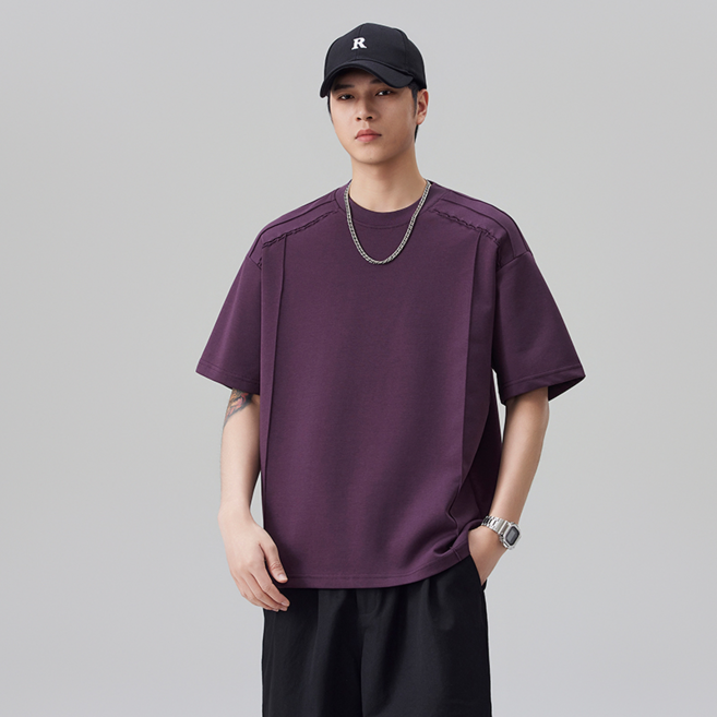 2026夏季新款結構圓領短袖T卹男休閒寬鬆百搭半袖衫