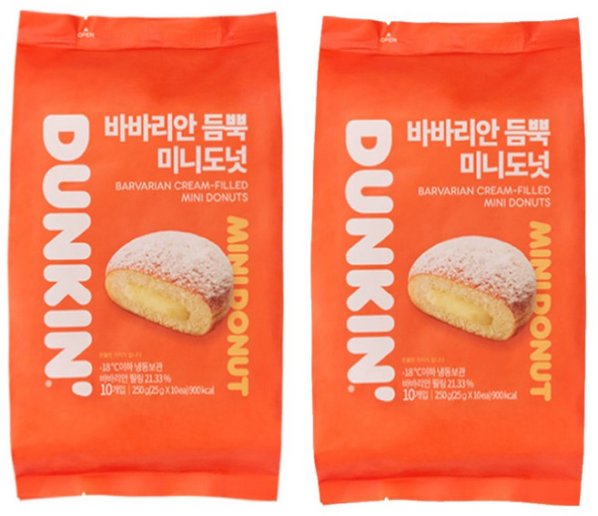 던킨 바바리안 듬뿍 미니도넛250g(25gX10EA)X2봉(20EA), 2개, 250g