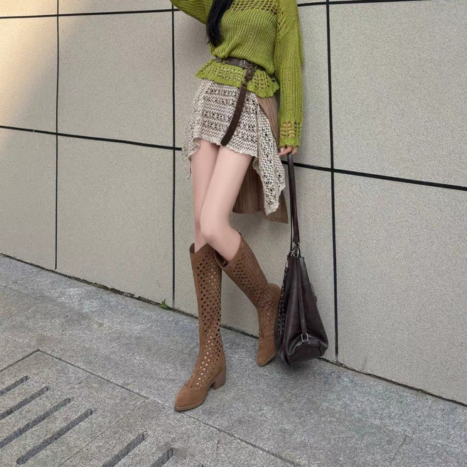 여름 펀칭 샌들 부츠 망사부츠 통기 통굽부츠 패션 캐주얼 미들부츠 (2026 여름 핫템! 유럽미 웨스턴 샌들부츠)