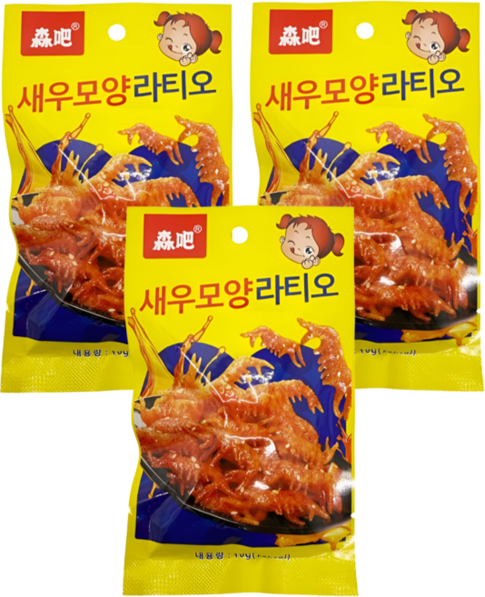 중국간식 새우모양 라티아오 라티오 새우맛 쫀드기, 3개, 16g
