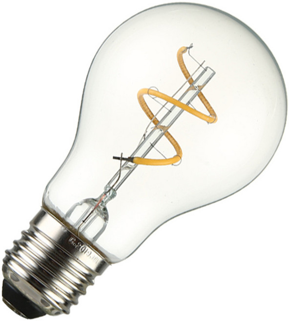 LED柔性軟燈絲 A60 愛迪生燈泡, 3v - 透明 - 軟燈絲 - E27 2700K 暖白, 1個