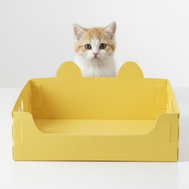 간이 고양이 화장실 가벼운 방수 PP소재, 2개, 옐로우