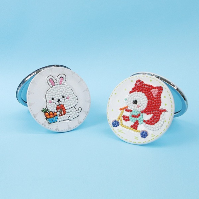 보석십자수 원 양면거울 8cm 꾸미기 1인세트, 마카롱, 1개