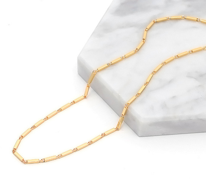 18k골드도금 심플한 대나무각줄체인 여자 남자 스트릿 금도금 목걸이