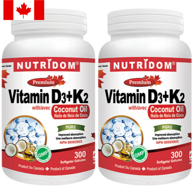 (2팩 특가) 뉴트리돔 비타민 D3K2 고함량 대용량 300캡슐 10개월분 N227, 2개, 300정