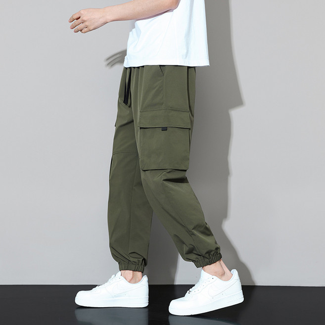 남성용 스판 밴딩 카고 조거 팬츠 여름 쿨바지 트레이닝팬츠 작업복바지 U-9036