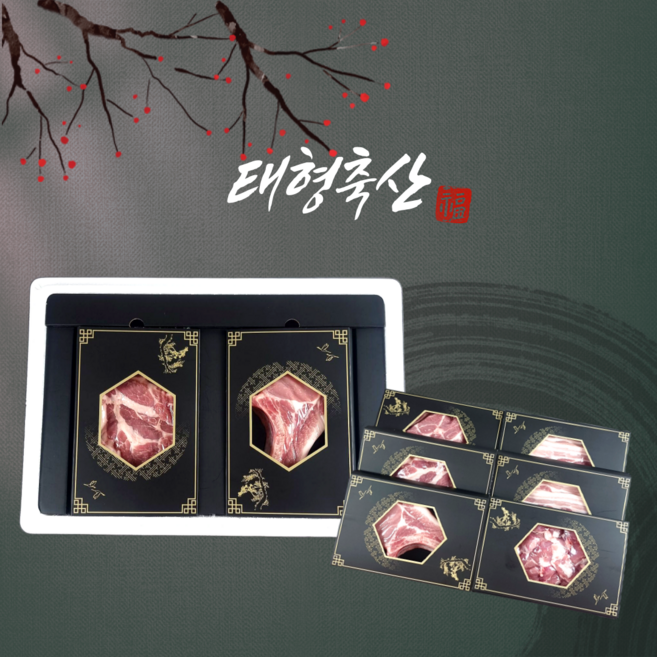 태형축산 프리미엄 한돈 구이용 모듬 한돈삼겹살 한돈 목살 명절 선물세트 추석 설 돼지고기 선물세트, 돈마호크 300g, 갈매기살 300g, 1개