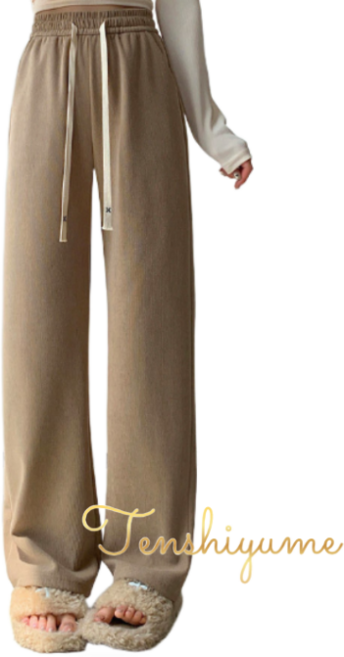 텐시유메 안감 기모 골덴 와이드 밴딩 팬츠