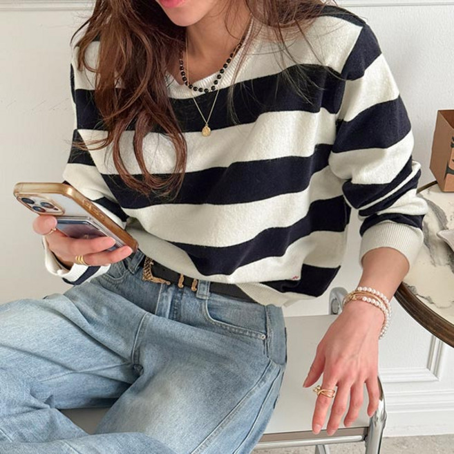 [난닝구]오바니 자수단가라니트