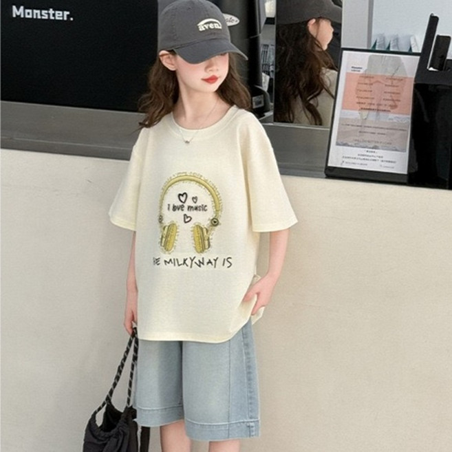 투나이언 주니어 헤드폰 반팔티 청반바지 루즈핏 청코디 상하복세트