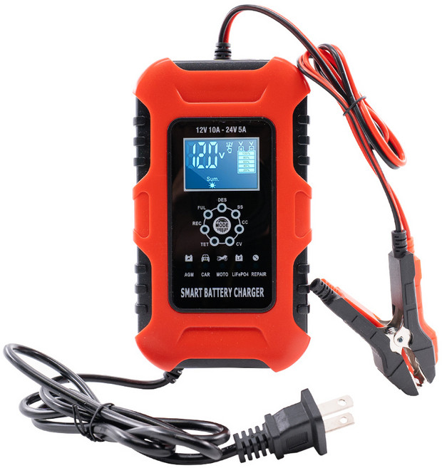 OMyCar 電瓶充電器 12V/24V 汽車機車通用 智慧修復充電, 1個, 1ml