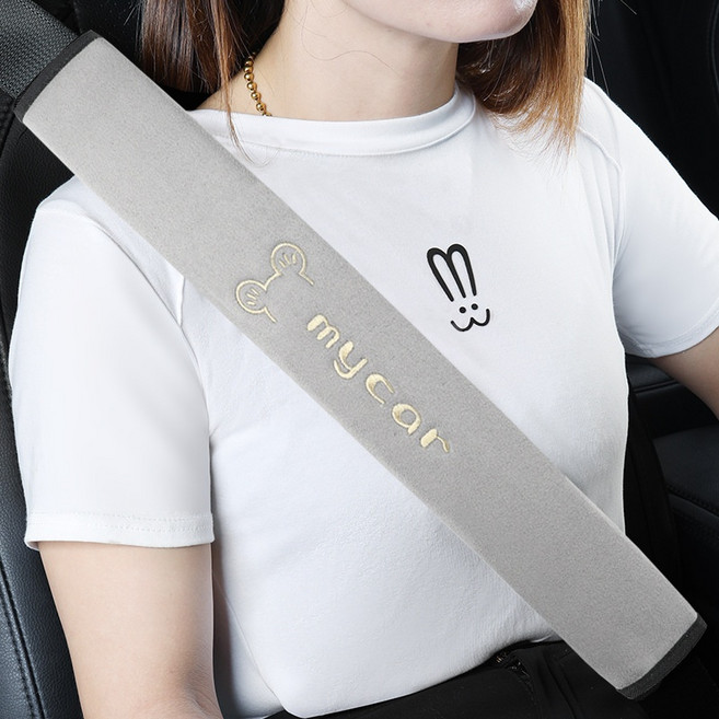 ANYOU 안전벨트 커버 사슴벨벳 자수AQDHJT, 1개, 그레이grey