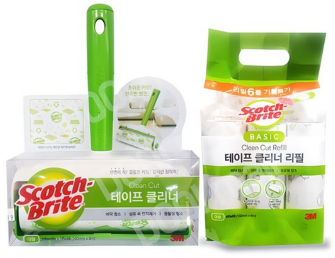 3M 테이프 클리너 대형 핸들+베이직 대형 리필 6개입, 1세트