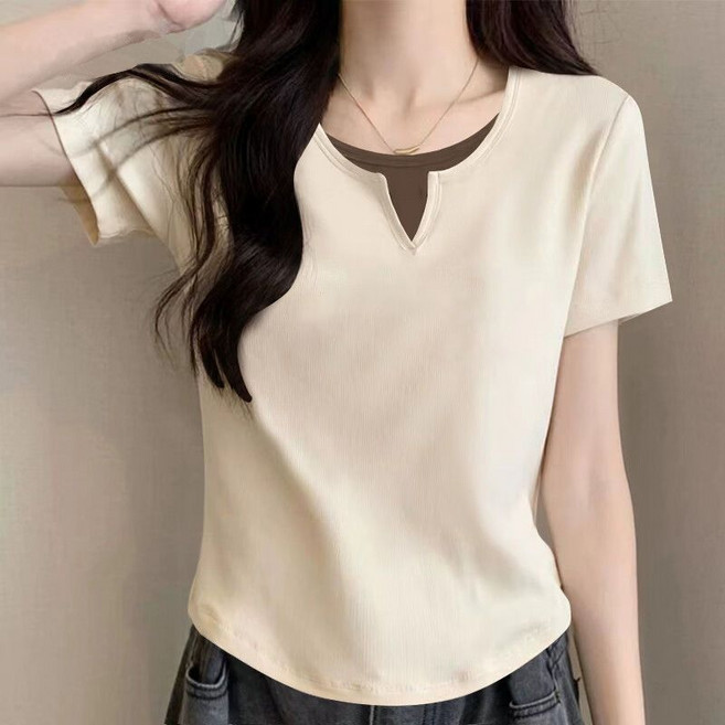 BROWMODA 여성 부드러운 통기성 반팔티