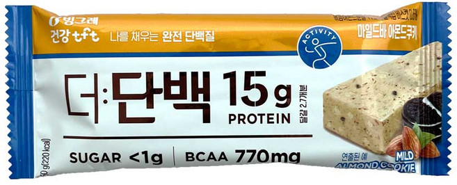 빙그레 tft 더단백 마일드바 아몬드쿠키 9p, 50g, 9개