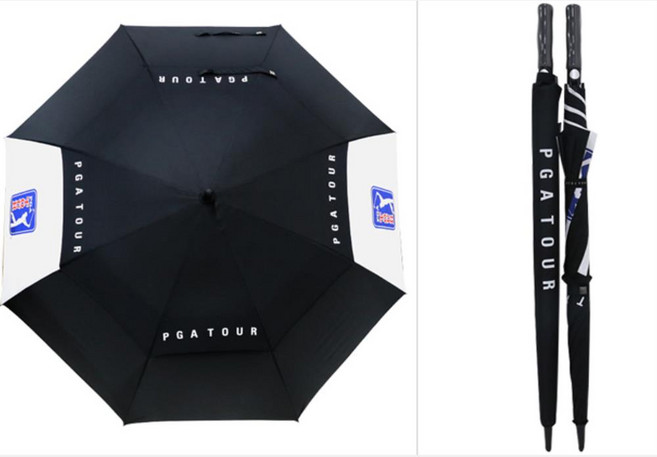 이중방풍 골프우산 자동 기념품 선물 PGA 정품 튼튼한 패션 부모님, 블랙, 1개
