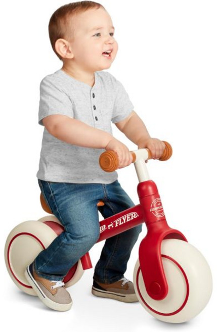 라디오 플라이어 스테디 스타트 밸런스 바이크 빨간색 1-3세 어린이용 빠른 학습을 위한 페달 프리 넓은 전면 및 듀얼 리어 타이어 도구 프리 조절 시트 조용한 라이드, 라디오 플라이어 스테디 스타트 밸런스 바이크, 빨간색,