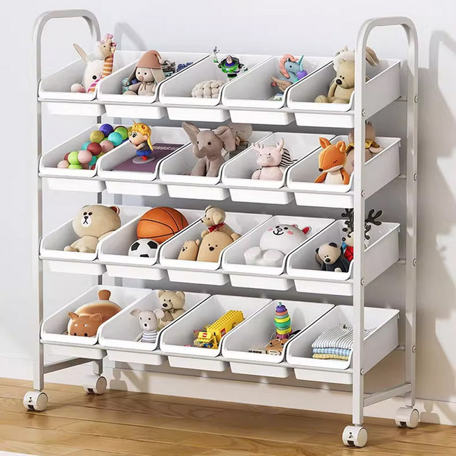 SeekFun 수납함 이동식 장난감 수납장 바스켓 트롤리 소형 정리함 교구장 16칸 20칸, 20단, 화이트