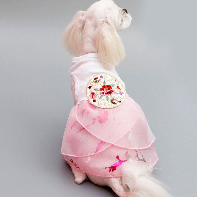 해피앤퍼피 애견한복 강아지한복 고양이한복 초소형부터빅사이즈까지 XS-5XL, 01개량-핑크, 1개