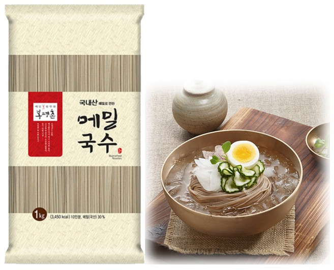 봉평촌 국내산 메밀국수 막국수 소바 냉모밀 메밀면 1kg, 6개