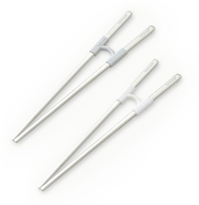 탁가온 유아 4단계 교정젓가락, 1세트, 그레이/화이트