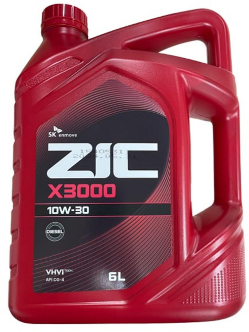 ZIC X3000 10W30 6L 디젤차량 엔진오일, ZIC X3000 (6리터), 1개