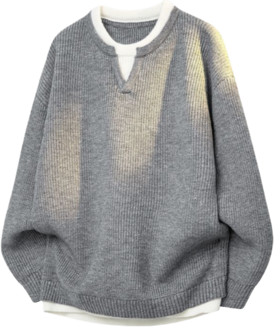 Makone 남성 가을 겨울 레이어드 브이넥 스쿨룩 무지 루즈핏 심플 스웨터