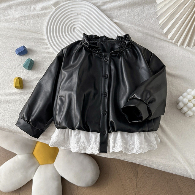 애플키즈 레이스밑단 라이더자켓