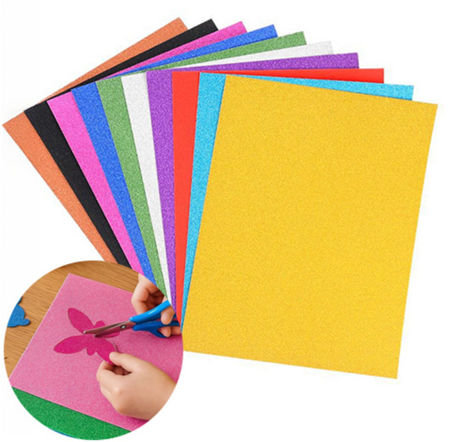 베러워커스 접착 글리터지 반짝이 펄 스티커 종이 a4, 10개, 10색