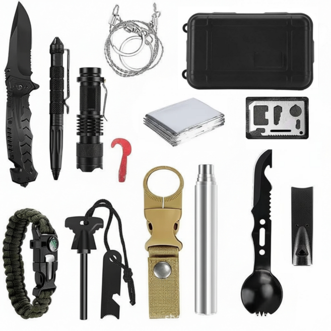 블링세이프 전쟁대비 야생 생존키트 13종 가방, 1개, 혼합색상
