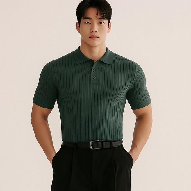스토리원 남자 클래식 립 머슬핏 여름 니트 카라 티셔츠 JG-SSTE011