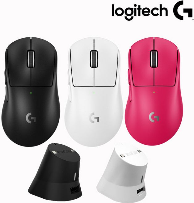 [로지텍코리아 정품] 로지텍G PRO X SUPERLIGHT 2 DEX + 무선 충전독 지슈라2 덱스 충전 세트, 핑크, 블랙