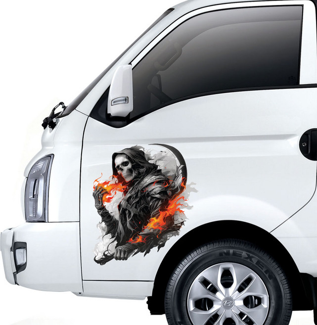 차량용 해골 스티커 사신 노트북 캐리어 오토바이 스티커 흠집커버, L-04, 1개, 중형