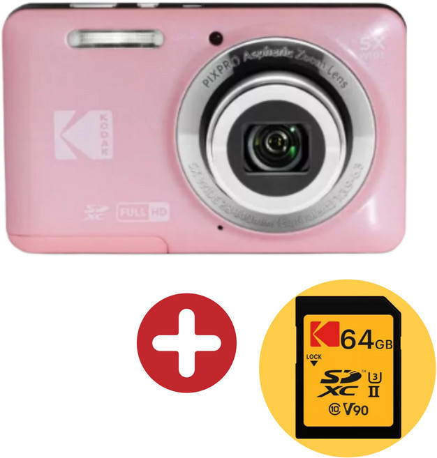 (정품64기가 SD카드포함) 코닥 픽스프로 FZ55 디지털카메라, 핑크