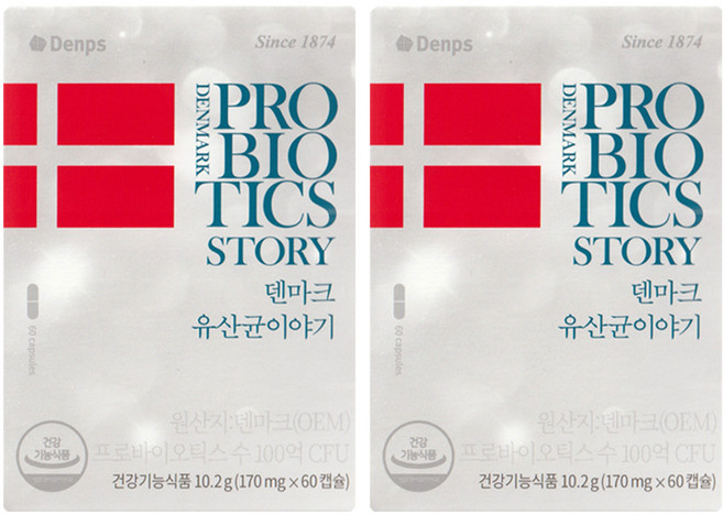 크리스찬한센 덴프스 덴마크 유산균 이야기, 60정, 2개