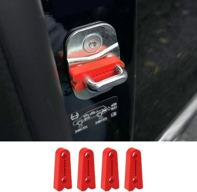 미즈코스 자동차 도어 차문 충격 흡수 소음 방지 잠금 버퍼 패드, 레드 4P, 전차종