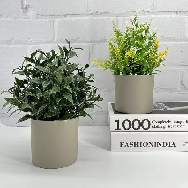 조화 인조화 분재 인테리어 미니 화분 2P세트 - 공간 거실/서재/사무실 책상 장식 현관/주류장 진열용 소품 2P, 1개, 후리시아+금작화