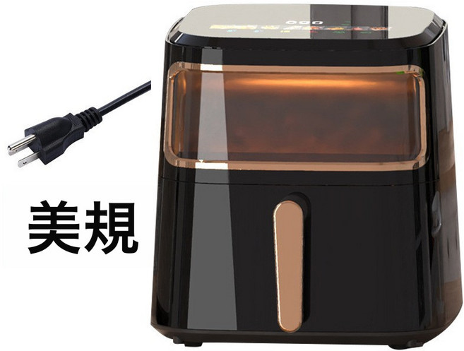 美規110V新款跨境多功能空氣炸鍋智能家用薯條機大容量觸屏外貿可視電烤箱, 如圖, 黑色智能觸屏+可視窗口【美規】